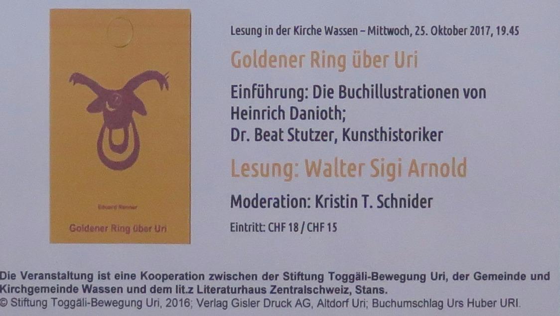 Goldener Ring über Uri - Lesung mit Walter Sigi Arnold