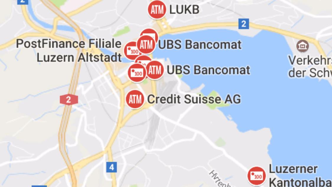 Bankomaten-Standorte in Luzern
